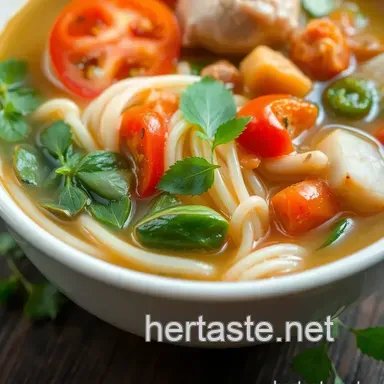 How to Make Amazing Simmered Canh Bun with Fresh Herbs Delight Recipe Card
