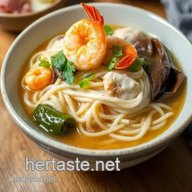 How to Make Simmered Noodles with Shrimp & Chicken Delight: A Cozy Recipe Recipe Card