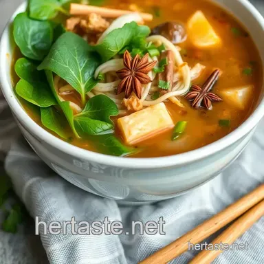 Simmered Vegetarian Pho with Flavorful Broth presentation