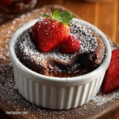 SingleServing Ramekin Recipes: Velvet Heart Molten Chocolate Cake Recipe Card