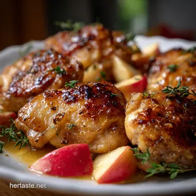 Skillet Apple Chicken Thighs: Crispy Skin Thyme Glaze