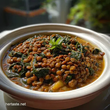 Slow Cooker Vegetarian Recipe with Lentils and Spinach Recipe Card
