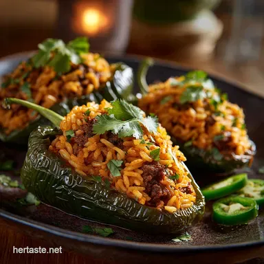 Stuffed Poblano Peppers: Smoky Chipotle Beef and Rice (Oven-Baked) Recipe Card