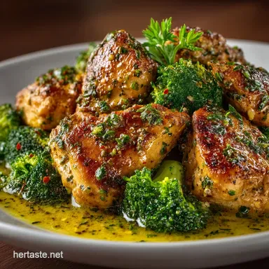 The Best OnePan Garlic Butter Chicken and Broccoli 30 Minute Meal Recipe Card
