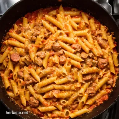 Speedy Sausage Pasta Skillet Ready in 20 Minutes Recipe Card