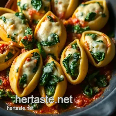 Spinach Recipes: Cheesy Stuffed Shells - My Family's Fave! Recipe Card