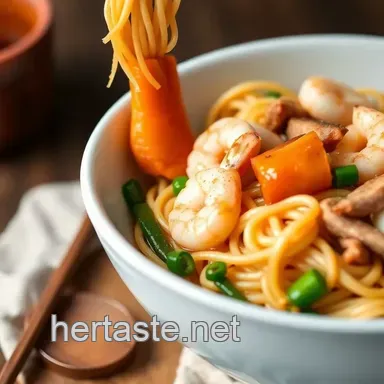 How to Make Delicious Stir-Fry Noodles with Pork & Shrimp in 30 Min Recipe Card