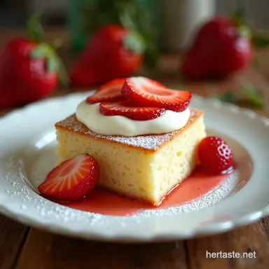 Strawberries Cream Sponge Cake My Light Airy Dream Recipe Card