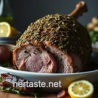 Succulent Herb-Crusted Roast Lamb presentation