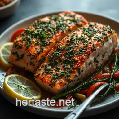 Sumptuous Herb-Crusted Salmon Steak: Effortless Elegance at Home Recipe Card