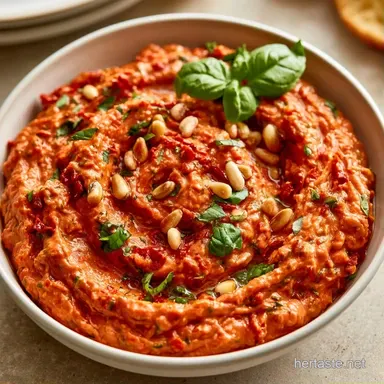 Creamy Sun-Dried Tomato Pesto Dip Recipe Card