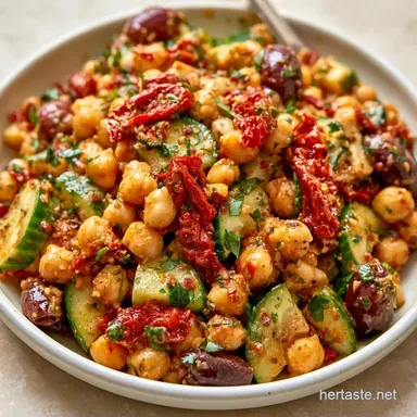 SunDried Tomato Chickpea Salad with Feta Recipe Card