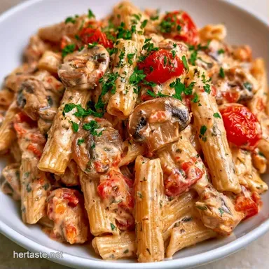 SunDried Tomato Mushroom Pasta in 25 Min Recipe Card