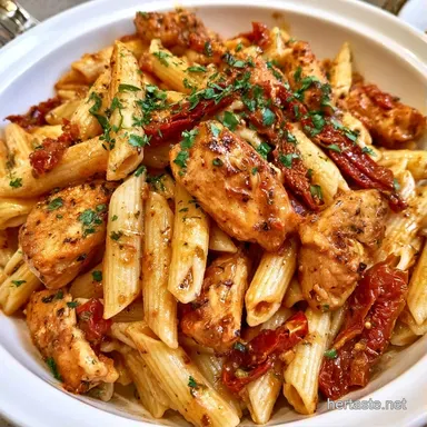SunDried Tomato Pasta Bake for 8 Servings Recipe Card