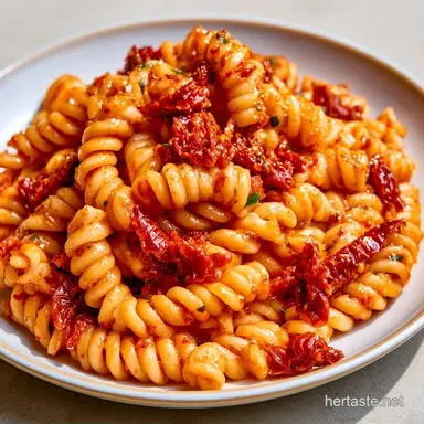 SunDried Tomato Pasta Salad in 20 Minutes Recipe Card