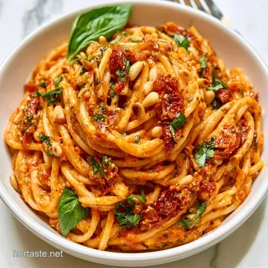SunDried Tomato Pesto Pasta in 25 Mins Recipe Card