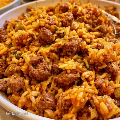 Tex Mex Ground Beef Skillet One-Pot Recipe Card