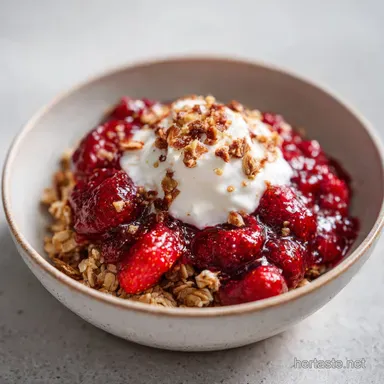 Toasted Oatmeal with Strawberry Chia Jam in 25 Min Recipe Card
