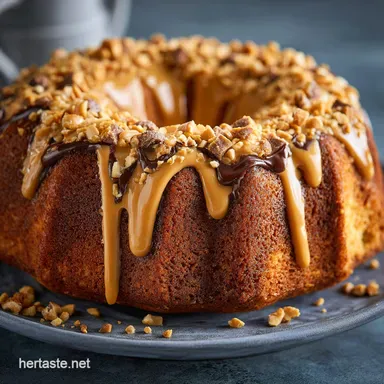 Unbelievably Moist Butterfinger Bundt Cake with Peanut Glaze