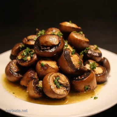 Umami Roasted Mushrooms with Garlic Butter Quick Easy Recipe Card