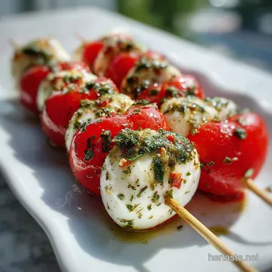 Delicious Valentines Day Finger Food Idea with Caprese Skewers Ready in 30 Min Recipe Card