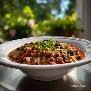 Comforting Hoppin John Stew Recipe with Southern Vegetarian Twist Recipe Card
