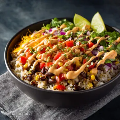 Veggie Burrito Bowls with Chipotle Sauce Ultimate Meatless Meal Prep Recipe Recipe Card