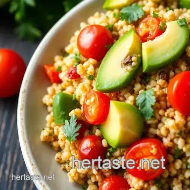 Complementary flavors in vegan cuisine: Vibrant Quinoa Salad Recipe Recipe Card