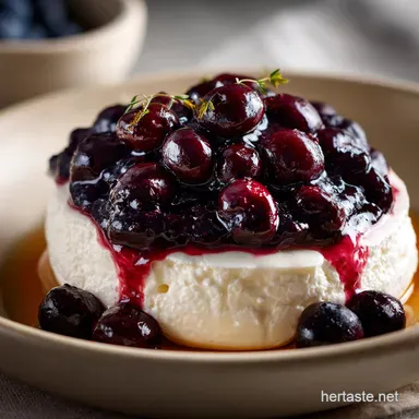 Greek Yogurt with Warm Black Blueberry Sauce Quick 15Minute Dessert Recipe Card
