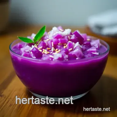 Xoi Ube: Vietnamese Purple Sticky Rice with Ube presentation