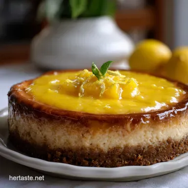Lemon Cheesecake: Baked with Tart Lemon Curd Topping Recipe Card