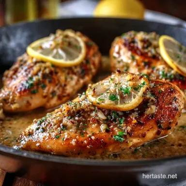 Zesty Lemon Garlic Chicken Breast Recipe with Browned Butter Pan Sauce Recipe Card