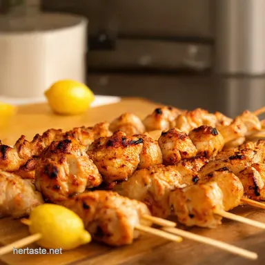 Lemon Garlic Chicken Skewers Zesty Grilling So Easy Recipe Card