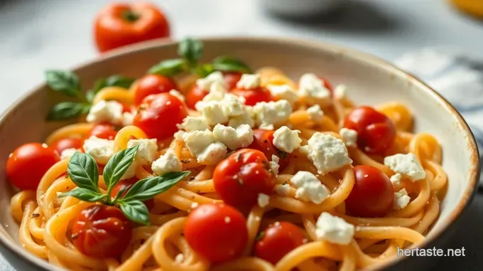 Creamy Feta Pasta with Roasted Cherry Tomatoes