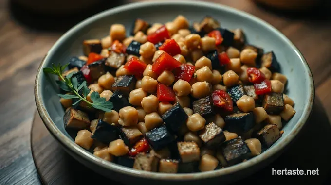 Roasted Eggplant and Chickpea Salad with Tahini Dressing