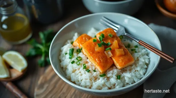 Savory Salmon Rice Bowl with Fresh Veggies and a Zesty Ginger Soy Drizzle