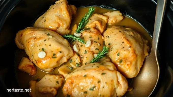 Slow Cooker Chicken Thighs with Savory Herbs and Garlic