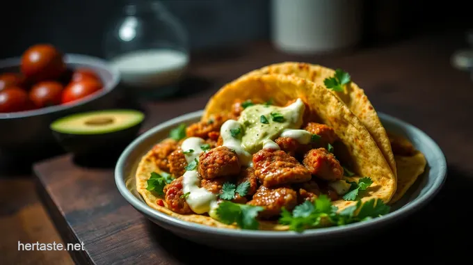 Smoky Chipotle Chicken Tacos with Spicy Avocado Cream