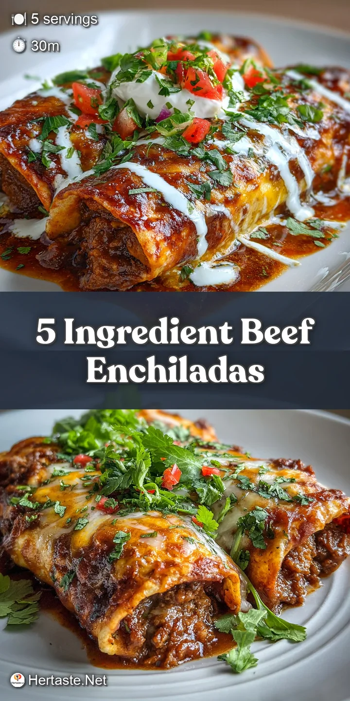 Close-up of a cheesy beef enchilada oozing with savory sauce, revealing tender beef filling and warm, melted cheese bubbling.