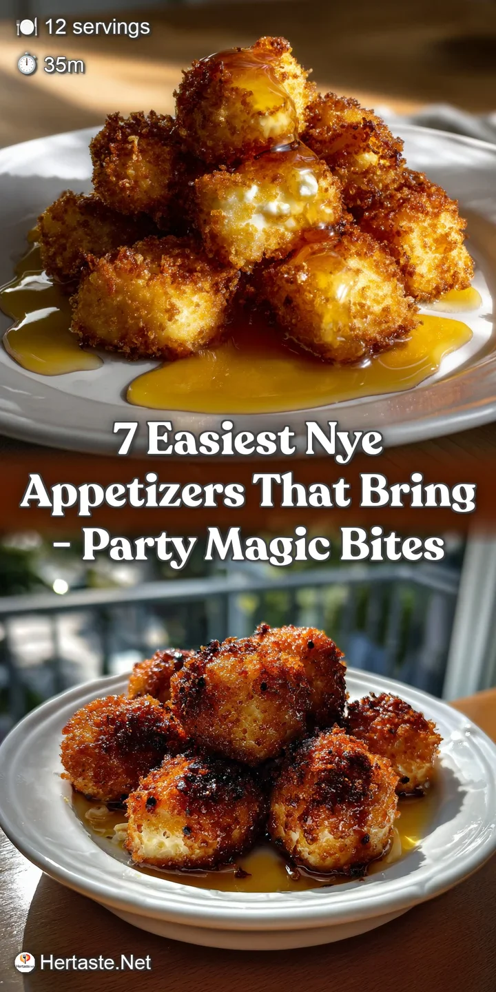 Close-up view of a savory bite: golden-brown pastry filled with melted cheese, visible steam, and garnished with fresh her...