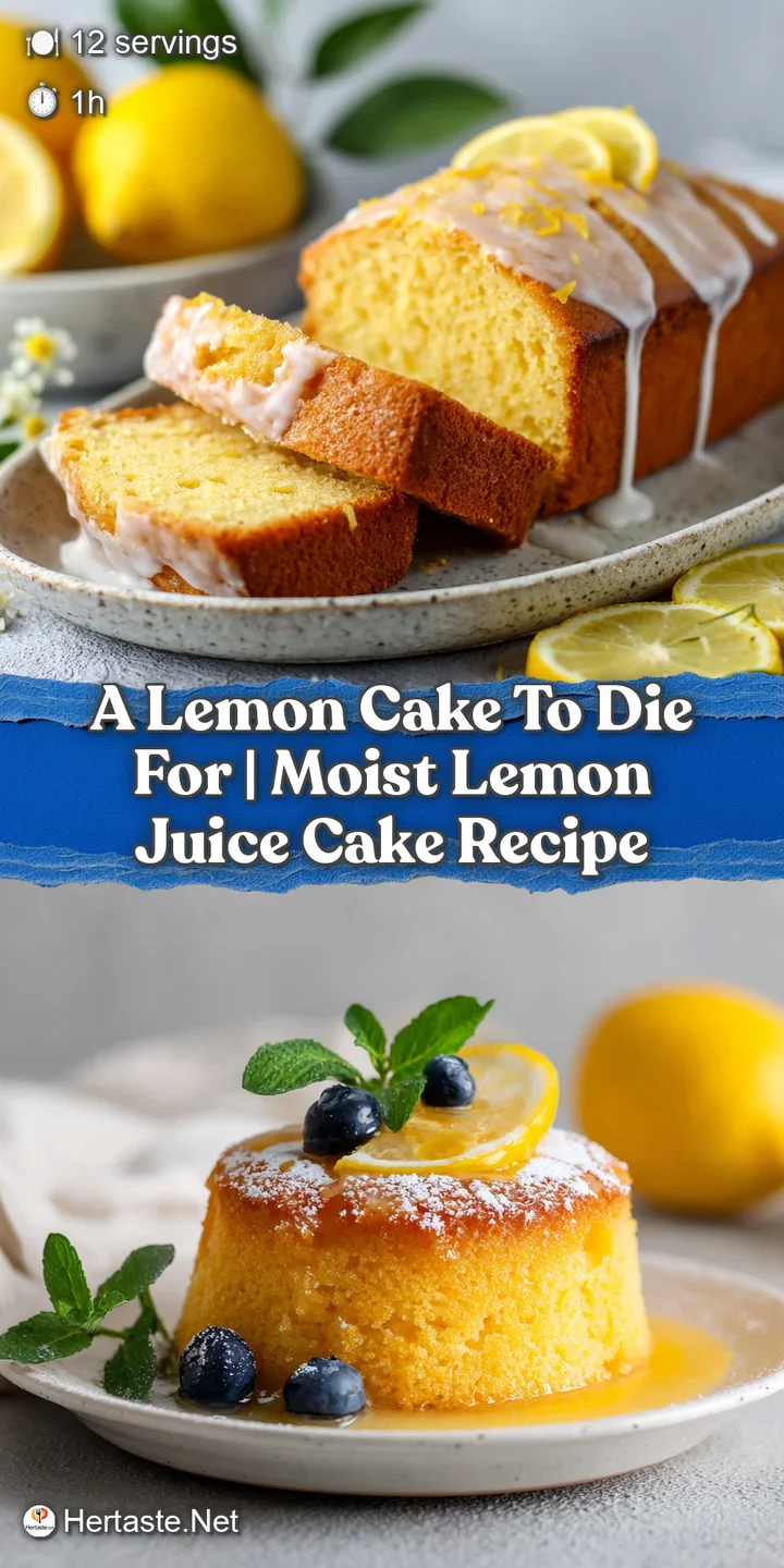 Close-up of a tender lemon cake slice revealing its moist, airy texture with a glistening glaze.