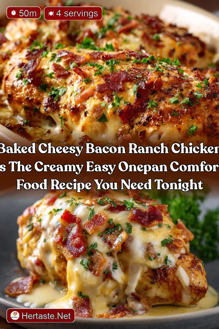 Baked Cheesy Bacon Ranch Chicken is the creamy easy onepan comfort food recipe you need tonight