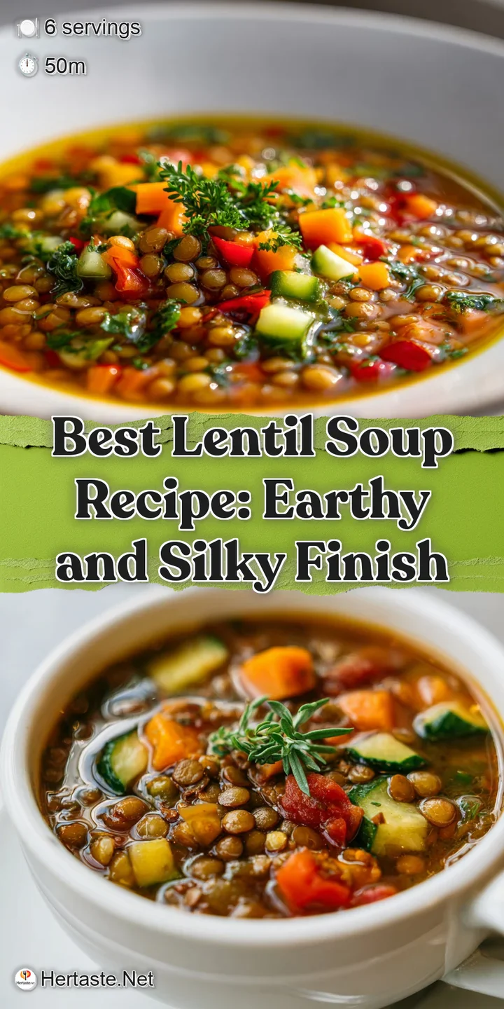 Steaming lentil soup up close: tender lentils, flecks of herbs, and a glossy sheen invite a spoonful of comforting goodness.