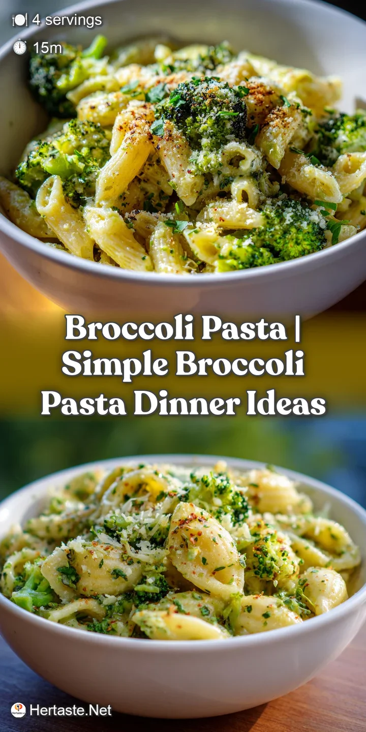 Close-up of tender broccoli florets and perfectly cooked pasta strands coated in a light, savory sauce.
