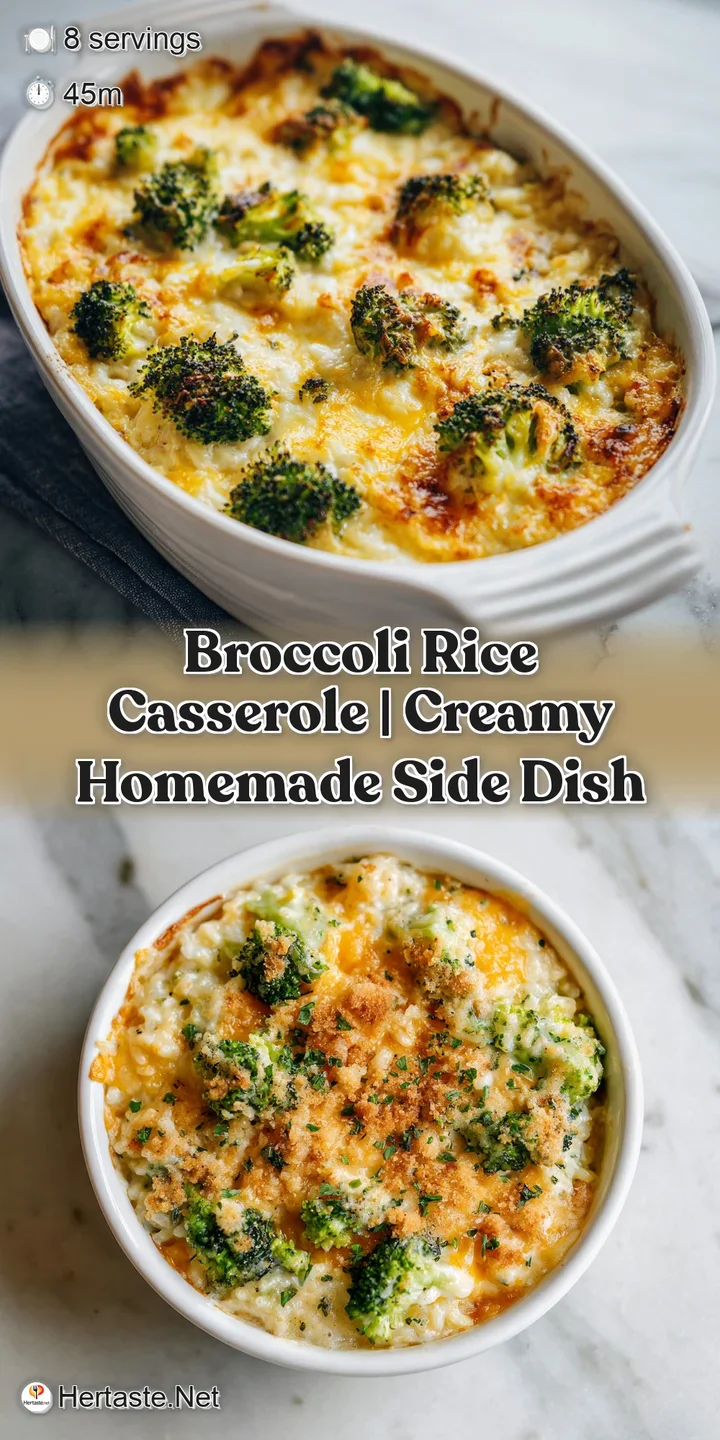 Close-up of a bubbling broccoli rice casserole, showing tender rice grains and melted cheese.