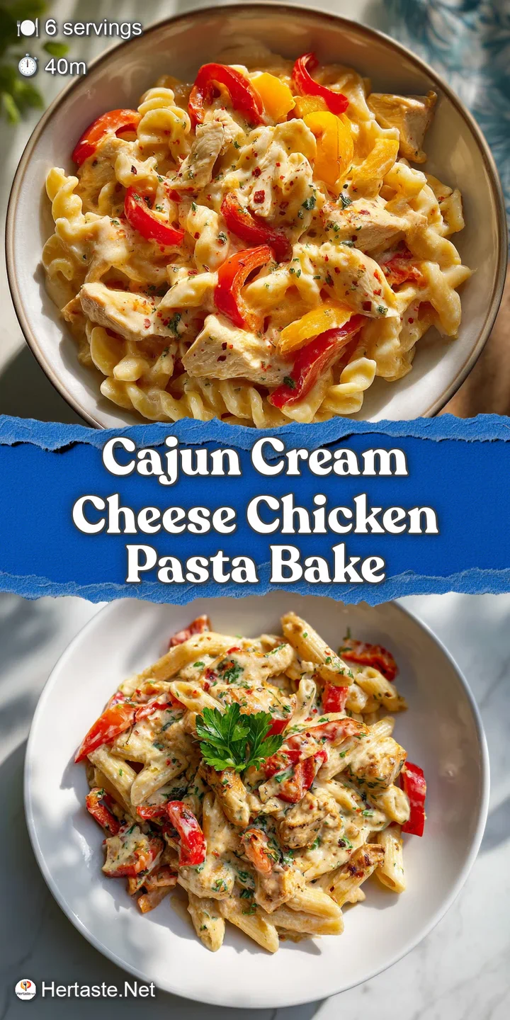 Close-up of a creamy pasta bake: golden-brown cheese bubbling over chunks of chicken and colorful bell peppers.