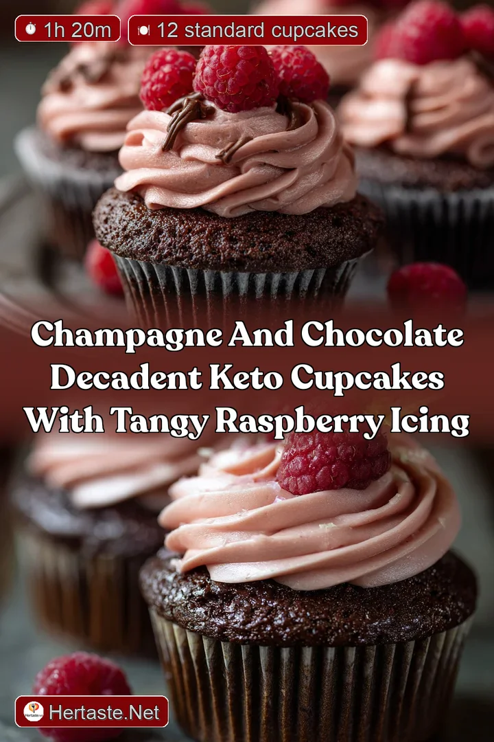 Champagne and Chocolate Decadent Keto Cupcakes with Tangy Raspberry Icing
