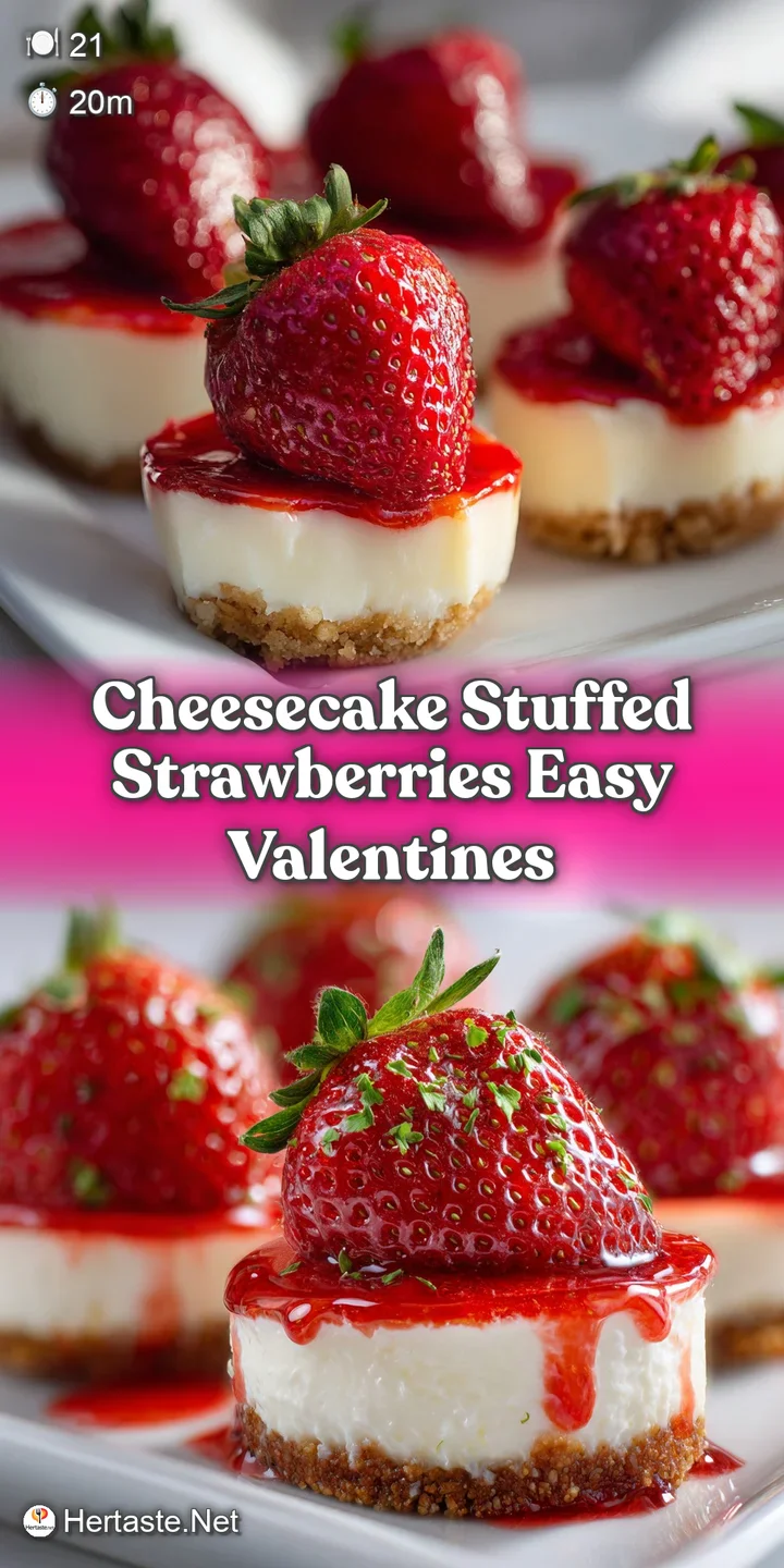 Close-up reveals a plump, juicy strawberry overflowing with a smooth, rich cheesecake filling, ready to be devoured.