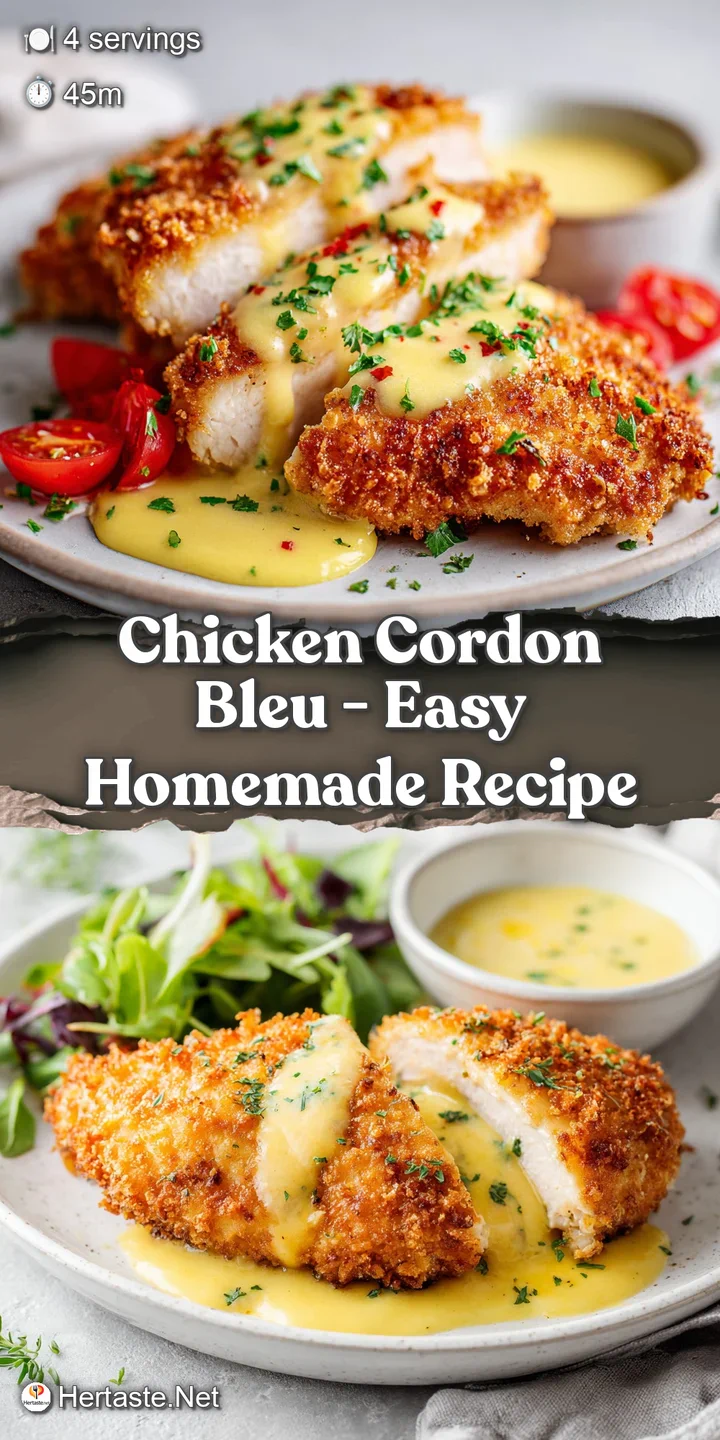 Juicy chicken interior with melted Swiss and ham, glistening with savory juices.