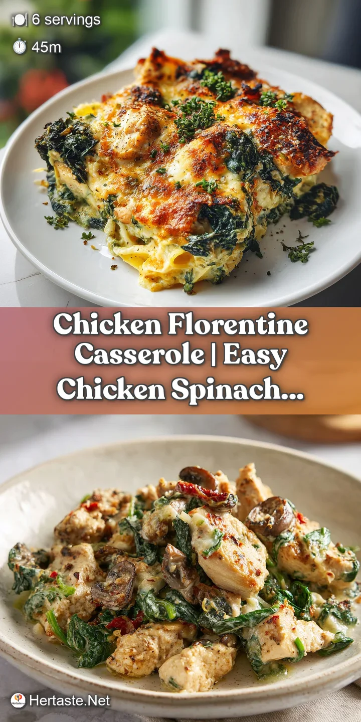 Close-up of bubbly, golden-brown cheese atop a rich chicken and spinach casserole, with visible tender chicken.